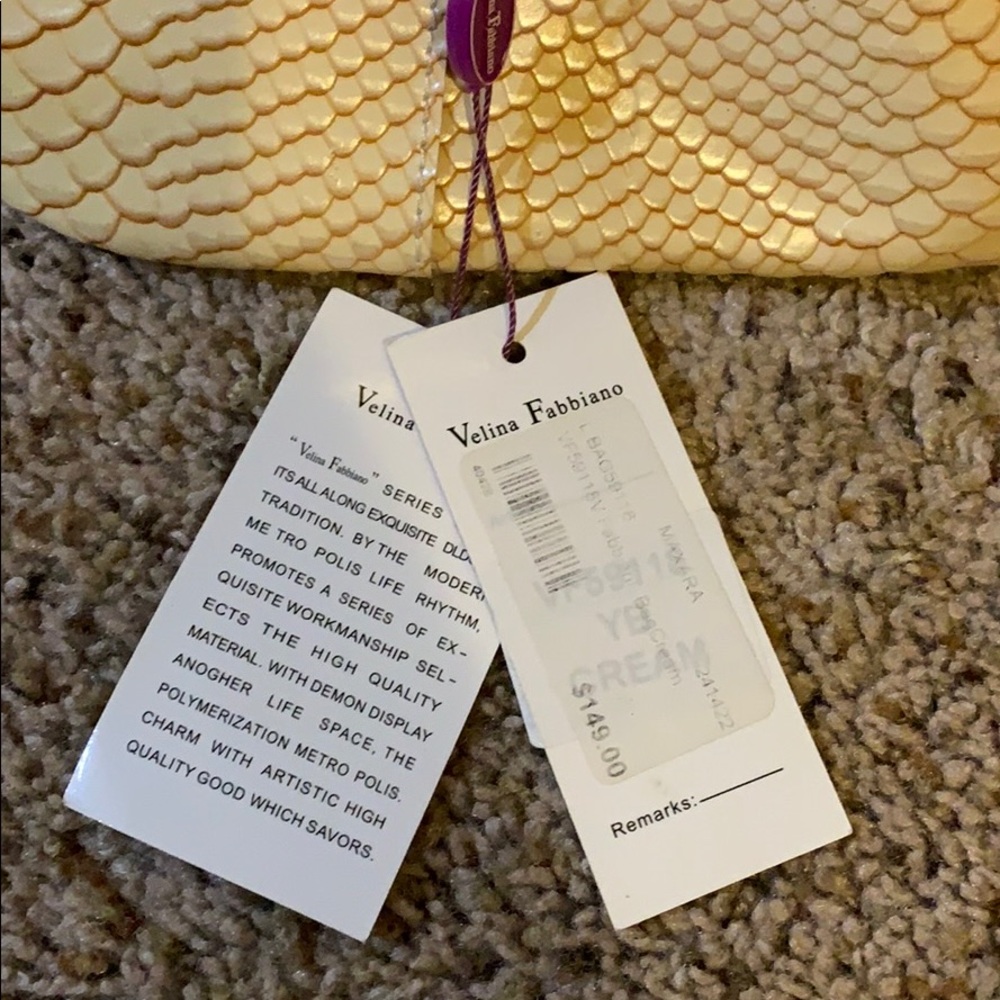 Velina Fabbiano beige/gold/blck Faux Croc Purse - Picture 3 of 8